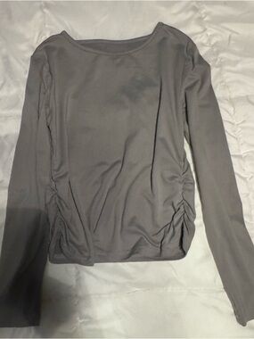 SHEIN Gray and Black Long Sleeve Ruched Side Tees